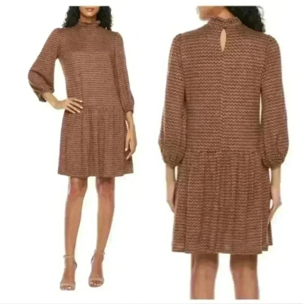 52seven Dress Mock Neck Sweater Dress Long-Sleeve Mock Neck Hacci Sz Large